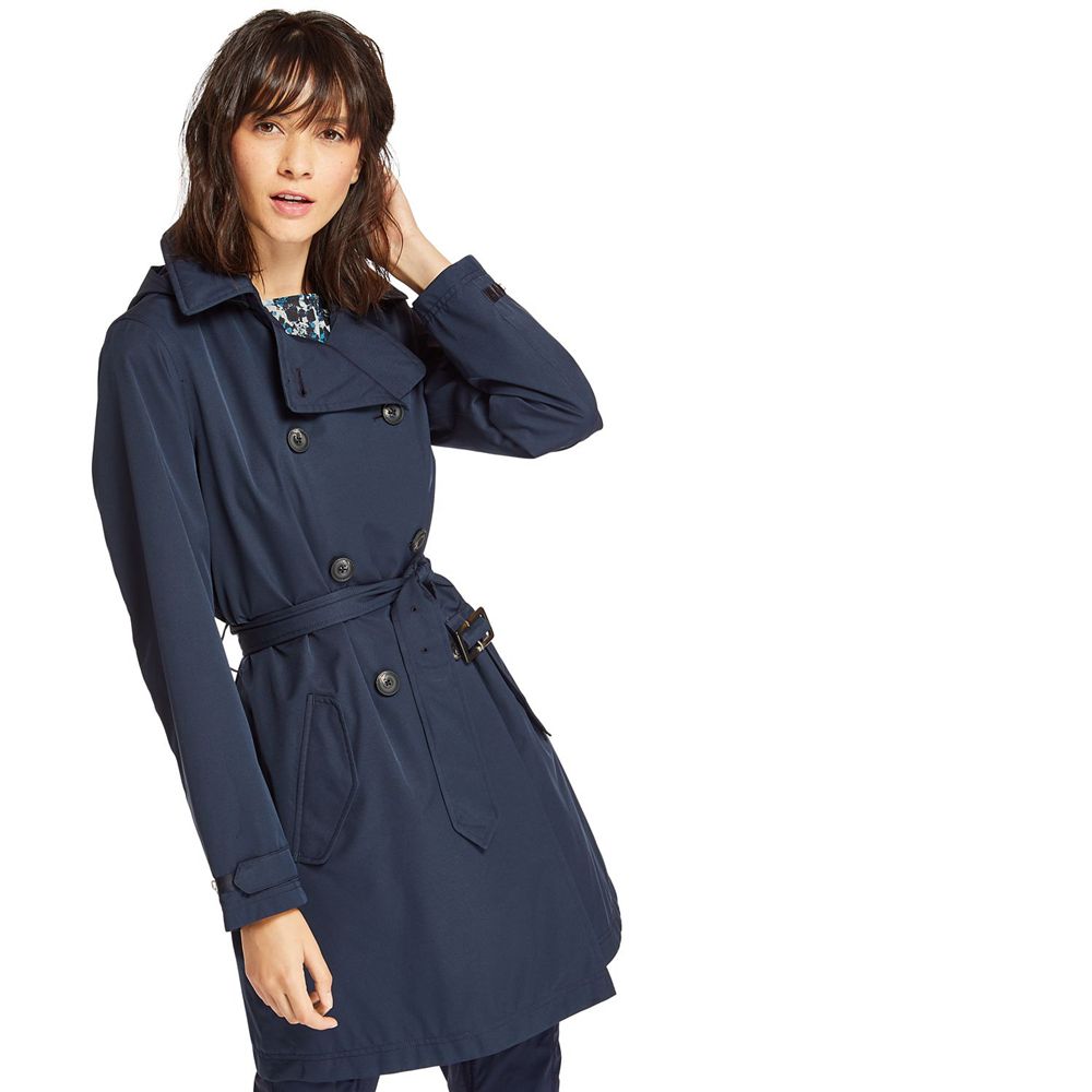 Timberland Womens Coats Classic Waterproof Trench - Navy - India CL5891624